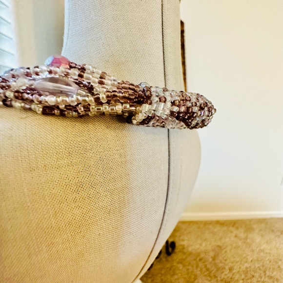 Long Purple Bead Tassel Wrap Belt - Picture 6 of 17